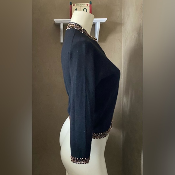 Vintage Rajkumar cashmere women sweater Cardigan blazer jacket with sequins trim - Picture 12 of 12